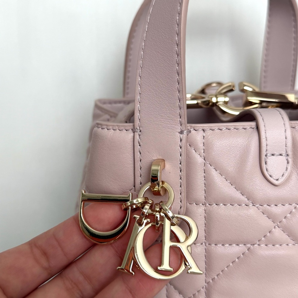 Dior Powder Pink Vertical Toujours Macrocannage Mini Tote Bag Designer - Picture 8 of 13